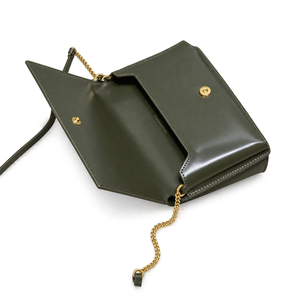 Saint Laurent Kate Chain Wallet Bag in Khaki