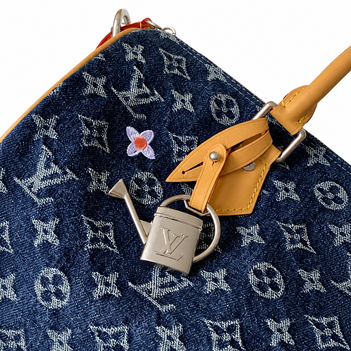 Louis Vuitton Keepall Bandoulière 35 — Monogram Denim in Bleu with Daisy Flower Detail