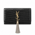 Saint Laurent YSL Kate Medium – Black Croc Gold Tassel