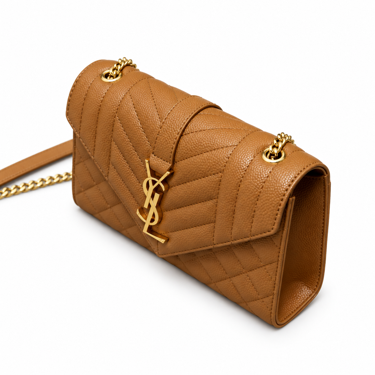 Saint Laurent YSL Envelope Bag – Camel Gold