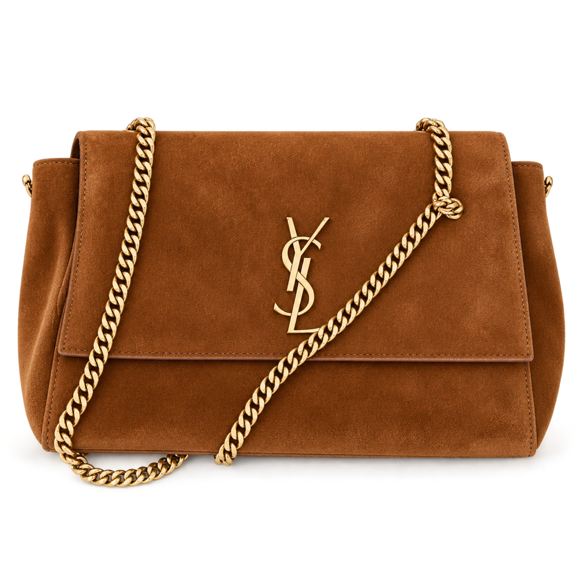 Saint Laurent YSL Kate Large Chain Bag – Cognac Suede