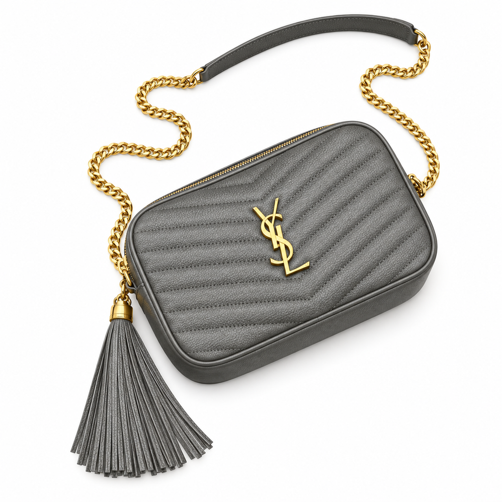 Saint Laurent YSL Lou Mini Camera Bag – Grey Gold