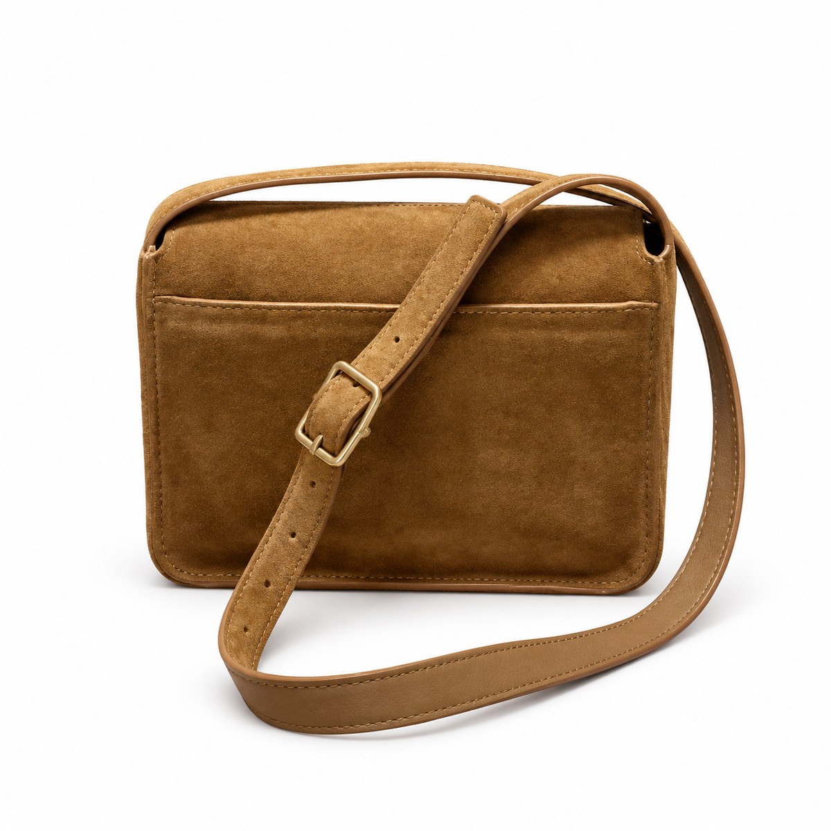 YSL Saint Laurent Solferino Suede Crossbody Bag Camel