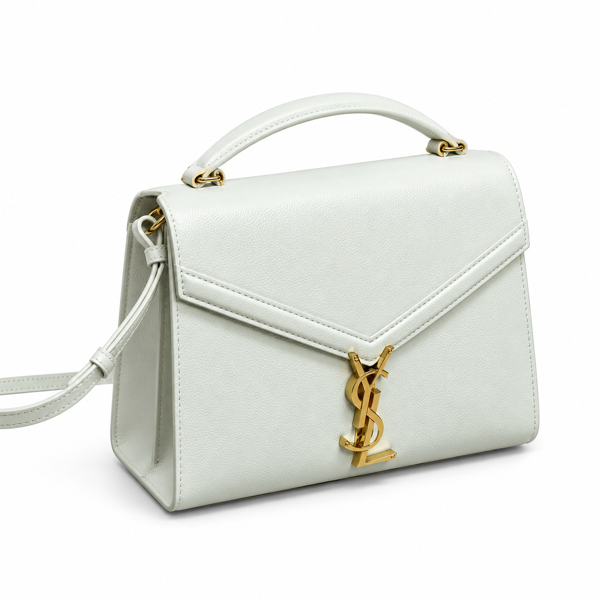 YSL Cassandra Mini Bag – White Smooth Leather