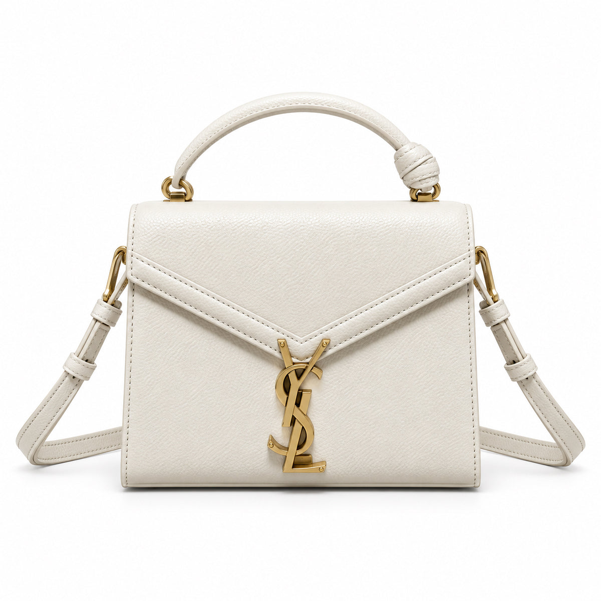 Saint Laurent Cassandra Mini – Cream Smooth Leather Gold