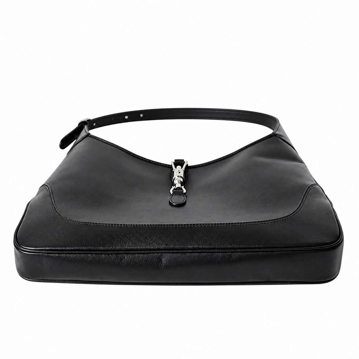 Gucci Jackie 1961 Large Hobo in Black Polished Leather with Silver Hardware