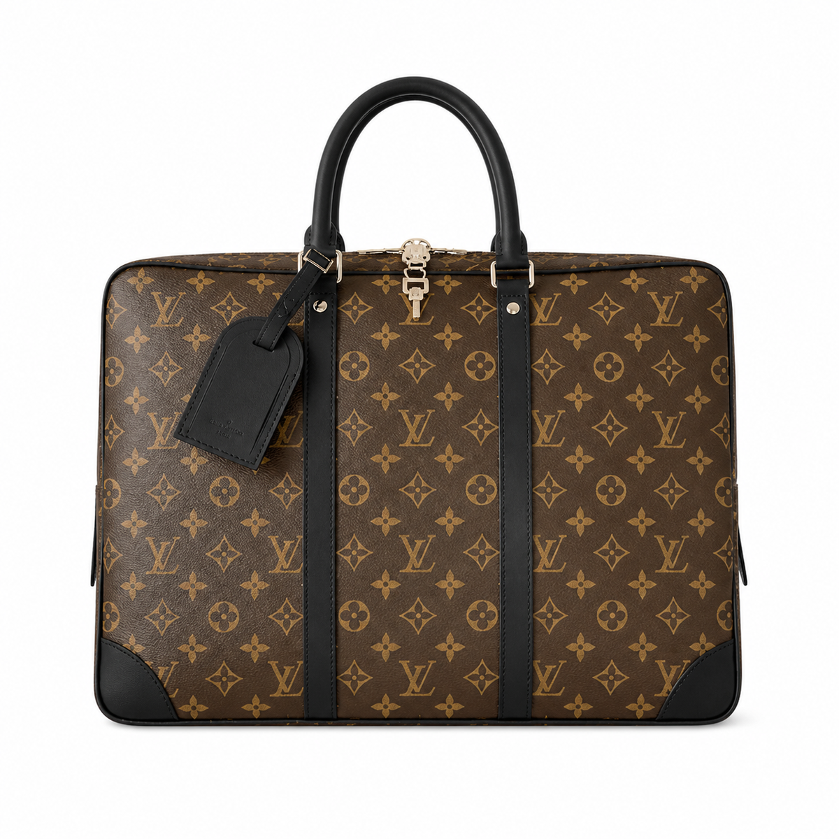 Louis Vuitton Porte-Documents Voyage MM Monogram Macassar Canvas Briefcase - Front View