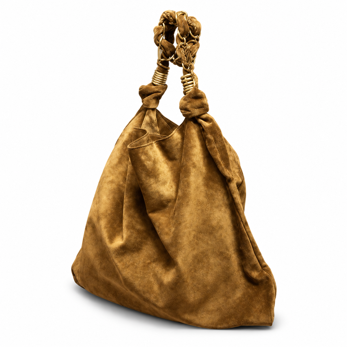 YSL Saint Laurent Squchy Hobo Bag in Camel Suede