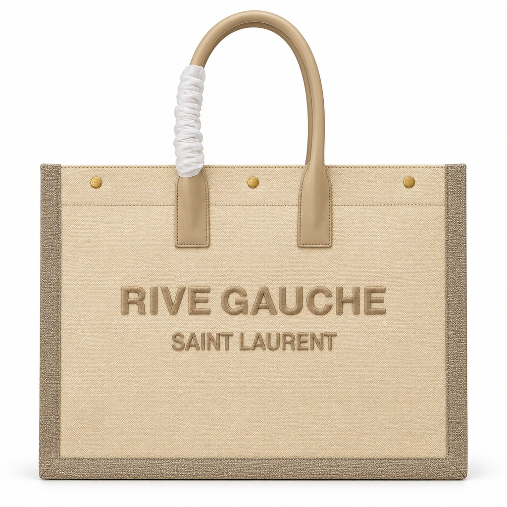 Saint Laurent Rive Gauche Tote – Natural Linen Beige