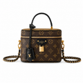 Louis Vuitton Vanity PM Monogram Reverse Canvas with Gold Chain and Black Leather Handle