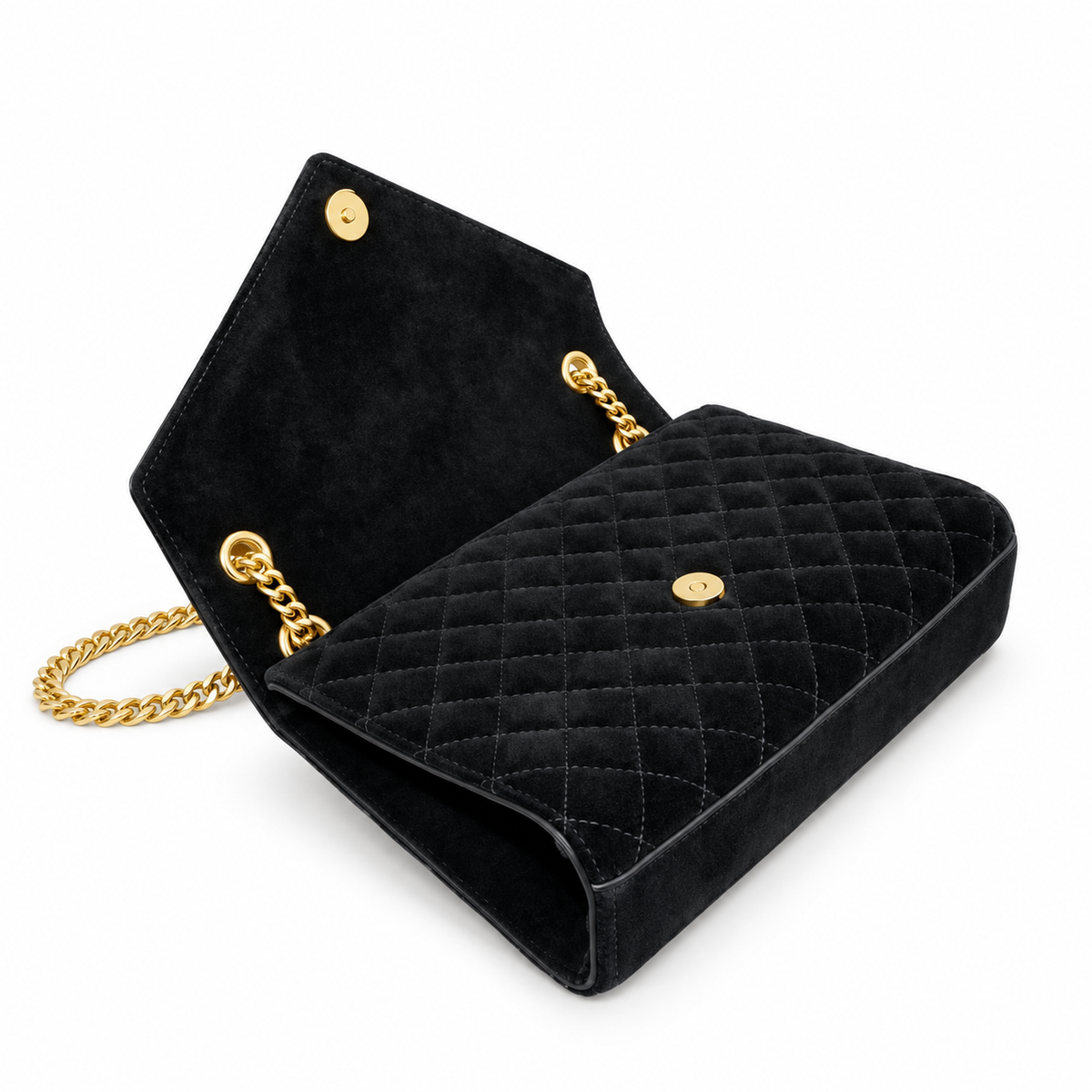 Saint Laurent YSL Envelope Medium – Black Velvet Gold
