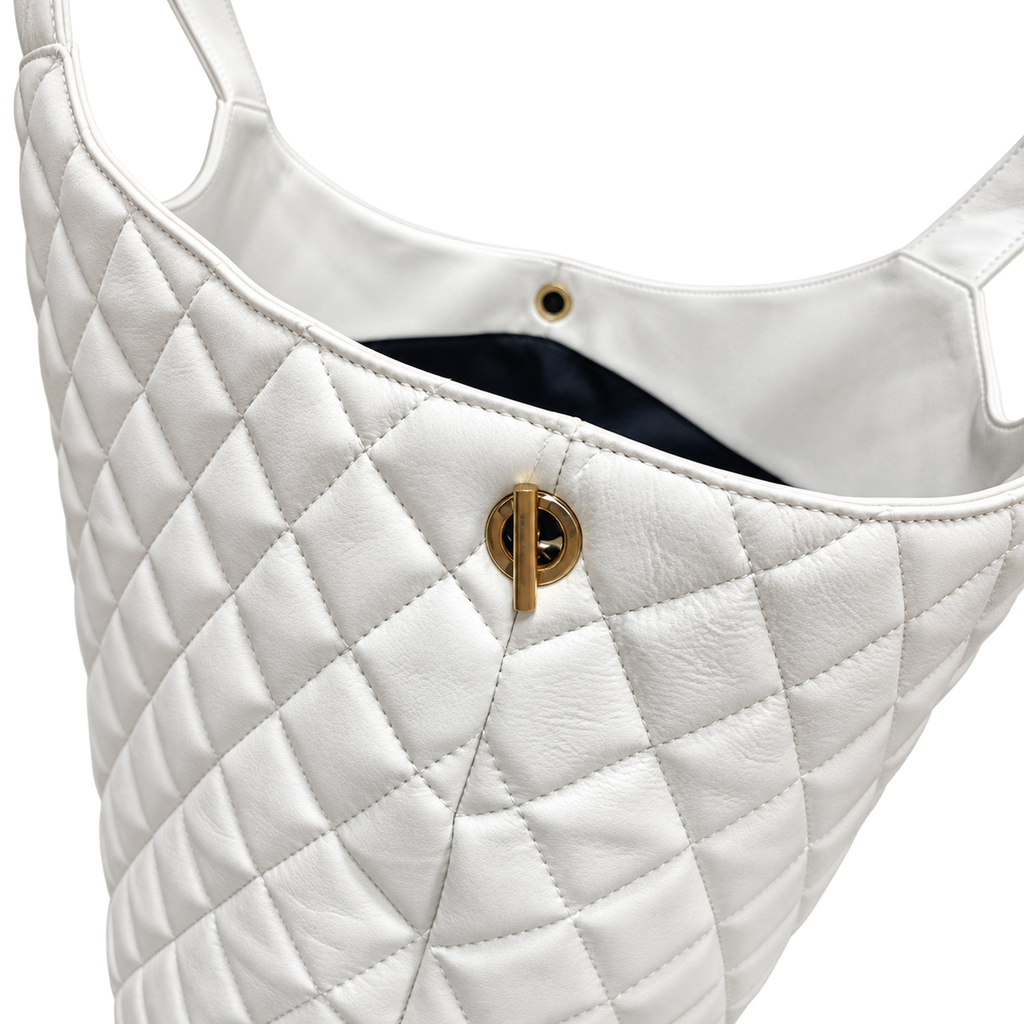 YSL Icare Maxi Shopping Bag – White Quilted Leather