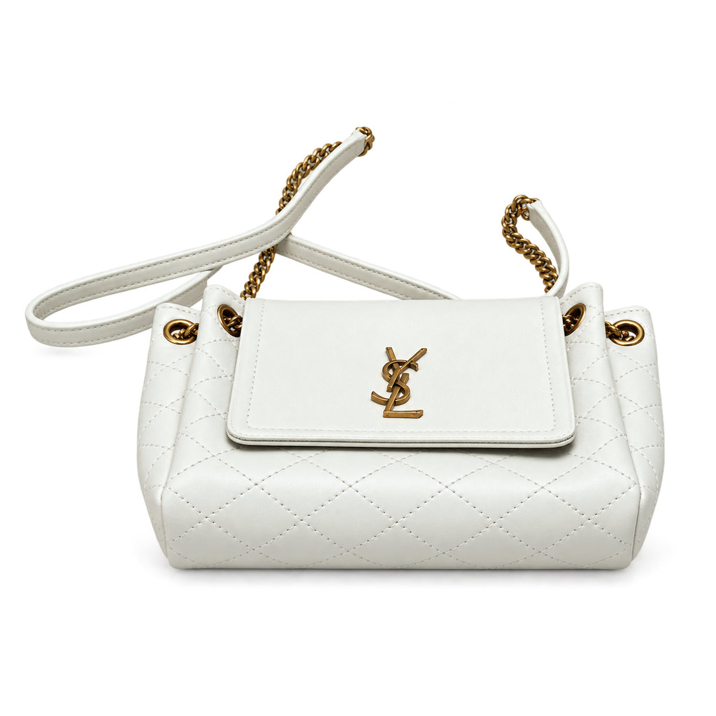 Saint Laurent Nolita Quilted Chain Bag in White
