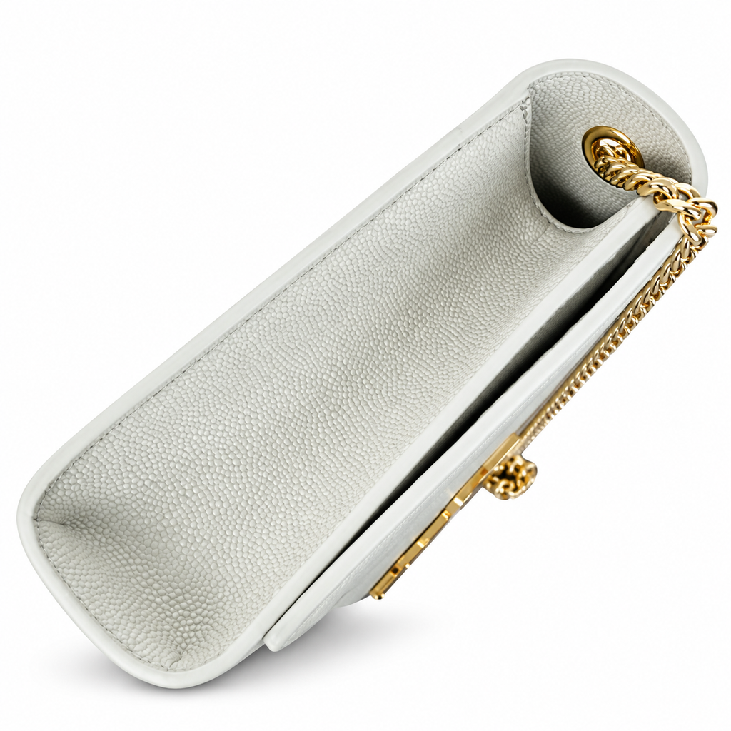 Saint Laurent YSL Kate Chain Bag – White Gold