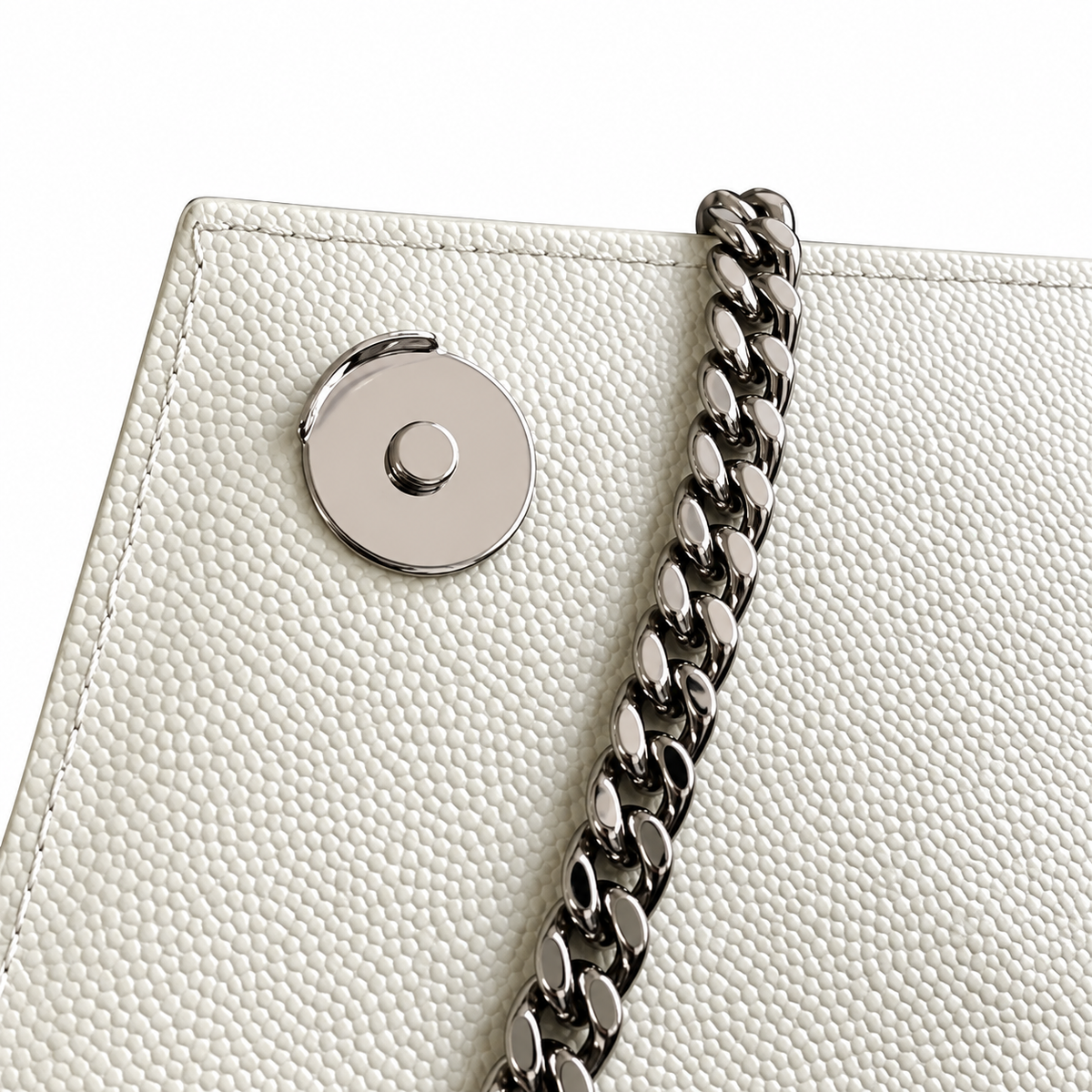 Saint Laurent YSL Envelope Bag – Pearl White Silver