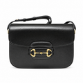 Gucci Horsebit 1955 Small Flap Bag in Black Saffiano Leather