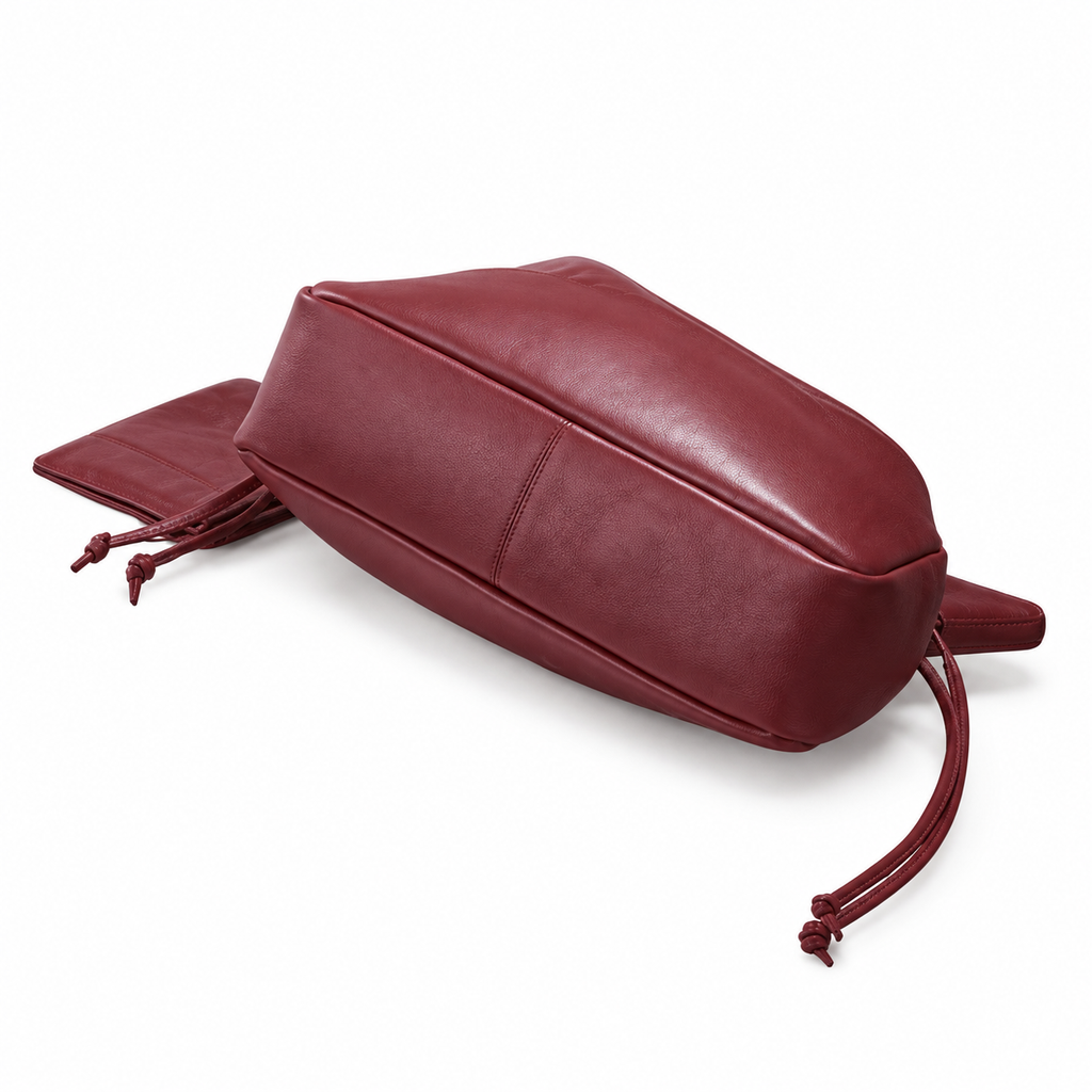 YSL Saint Laurent Bougeoir Drawstring Tote in Burgundy Quilted Leather