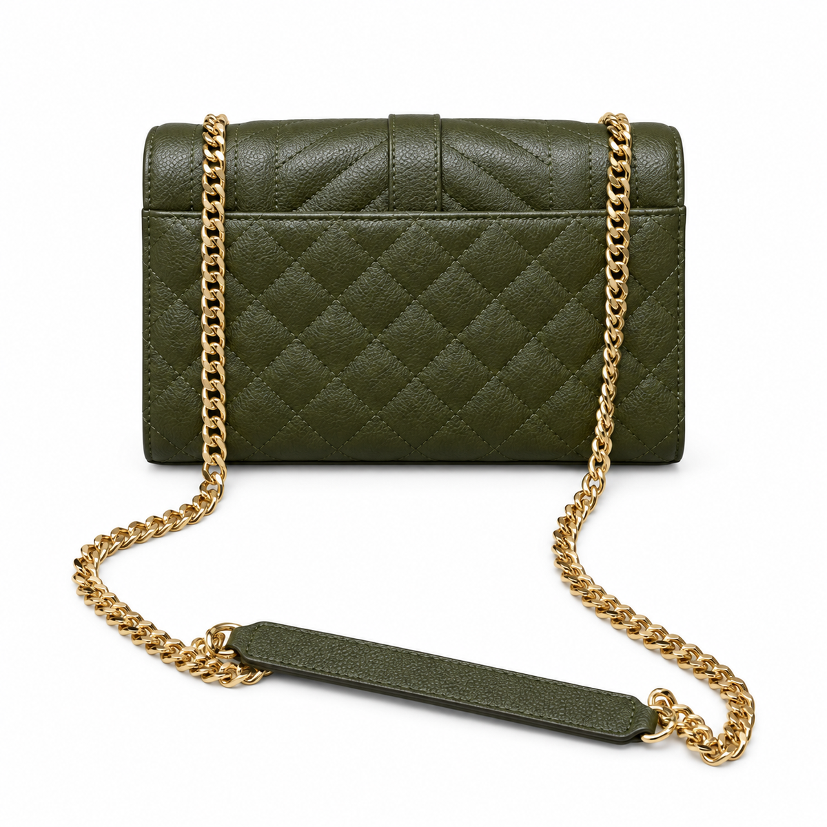 Saint Laurent YSL Envelope Bag – Olive Green Gold