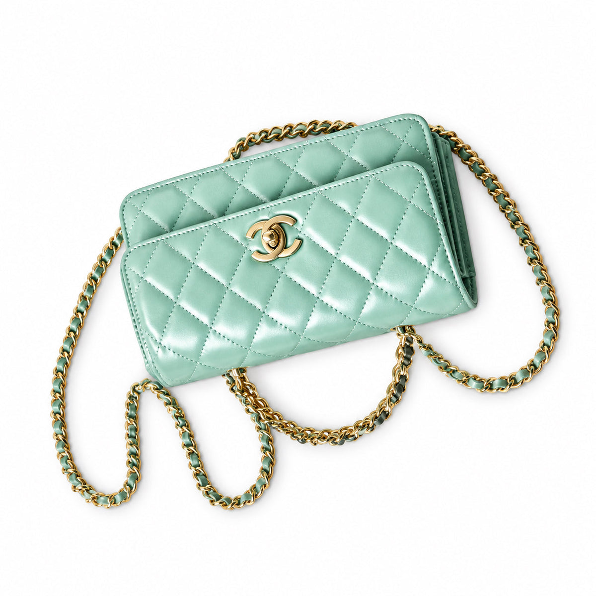Chanel Quilted Leather Refined Chain Crossbody Bag