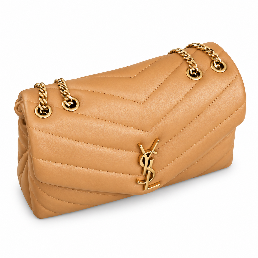 Saint Laurent Loulou Small Chain Bag in Natural