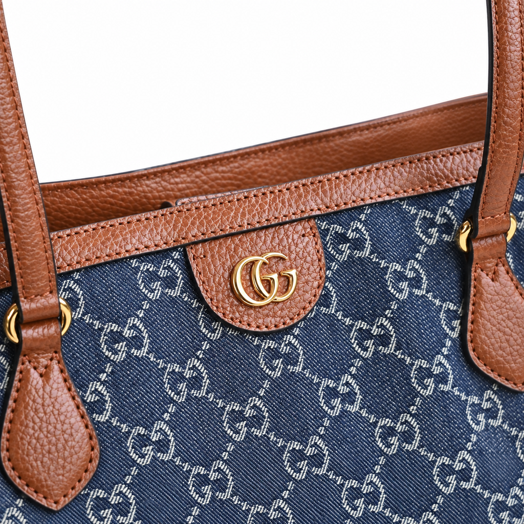 Gucci Ophidia GG Denim Medium Tote Bag Blue