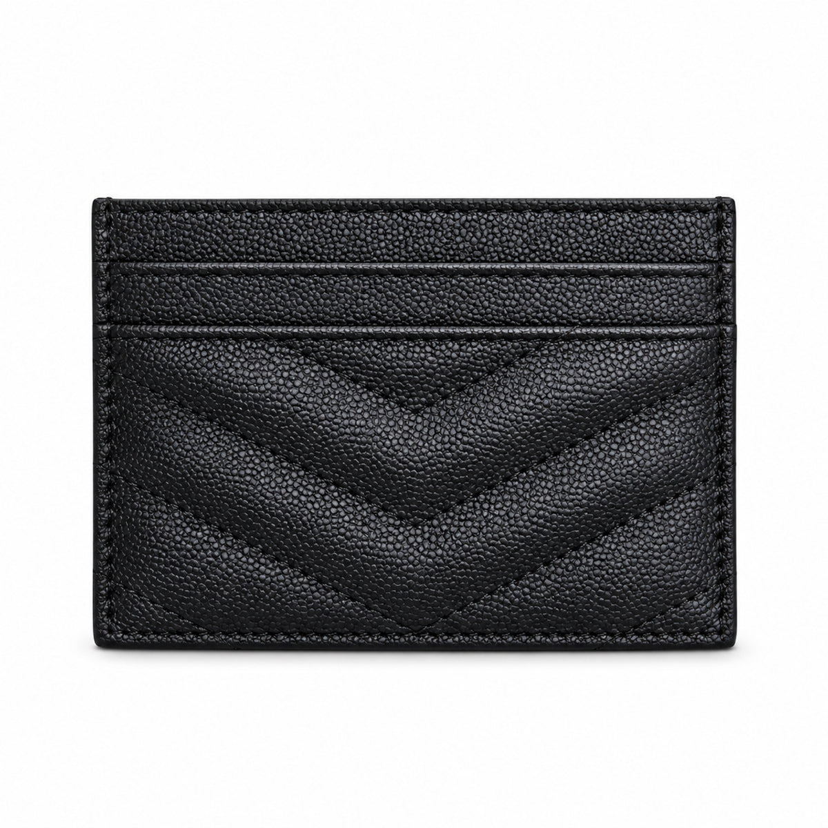 YSL Cassandre Card Holder – Black Grain Leather