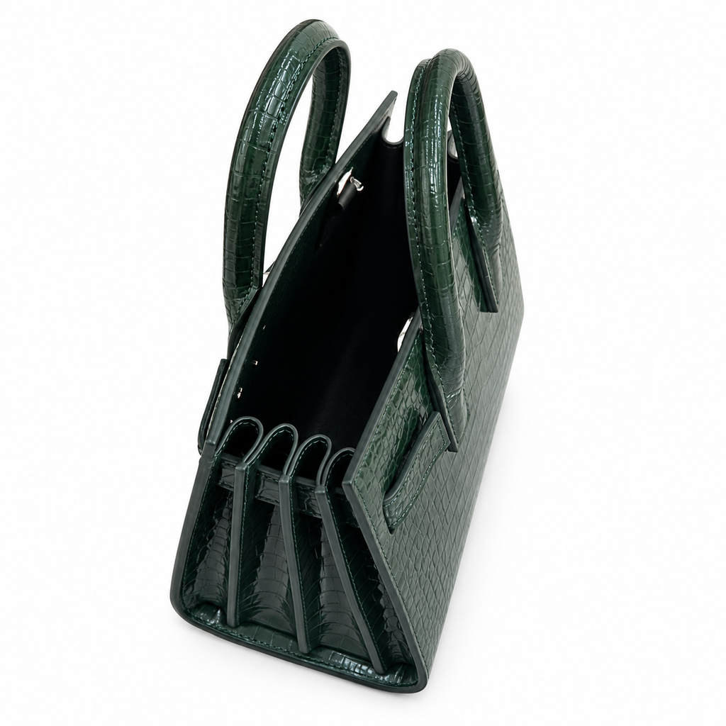 Saint Laurent Sac de Jour Bag – Forest Green Croc Embossed