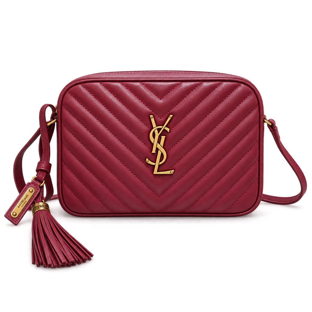 Saint Laurent YSL Lou Large Camera Bag – Burgundy Gold