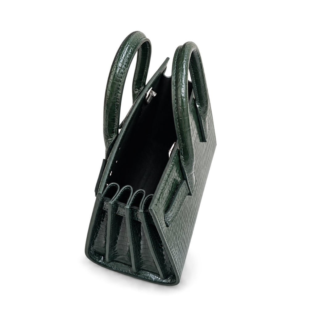 YSL Sac de Jour Small Bag – Forest Green Croc-Embossed
