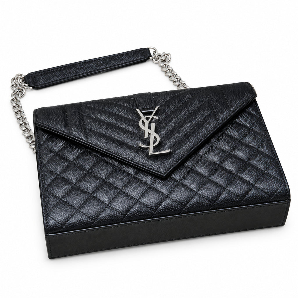 Saint Laurent YSL Envelope Large – Black Silver