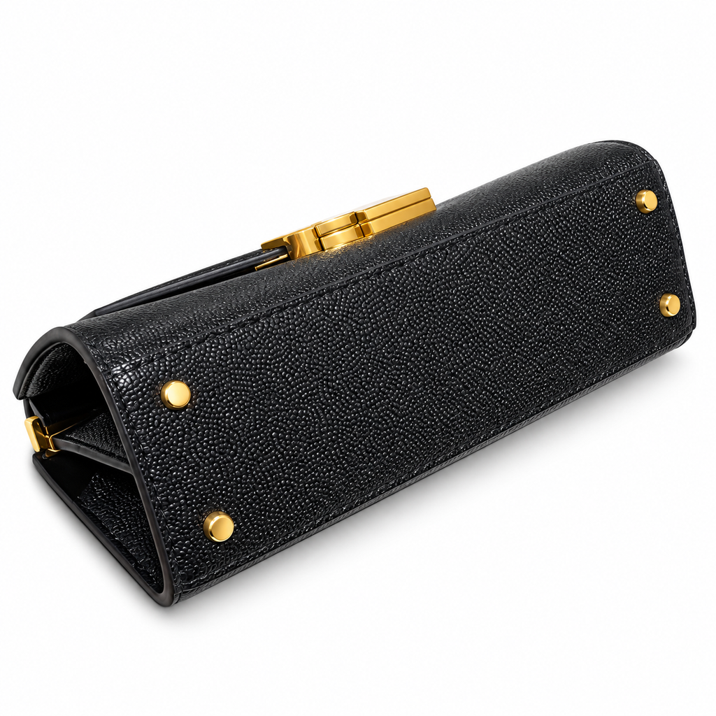 Saint Laurent Cassandra Mini – Black Epsom Leather Gold