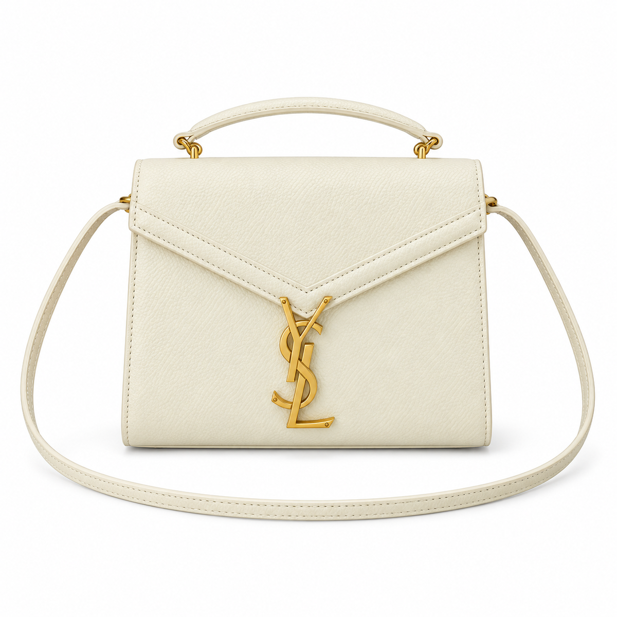 Saint Laurent YSL Cassandre Top Handle Bag – Cream