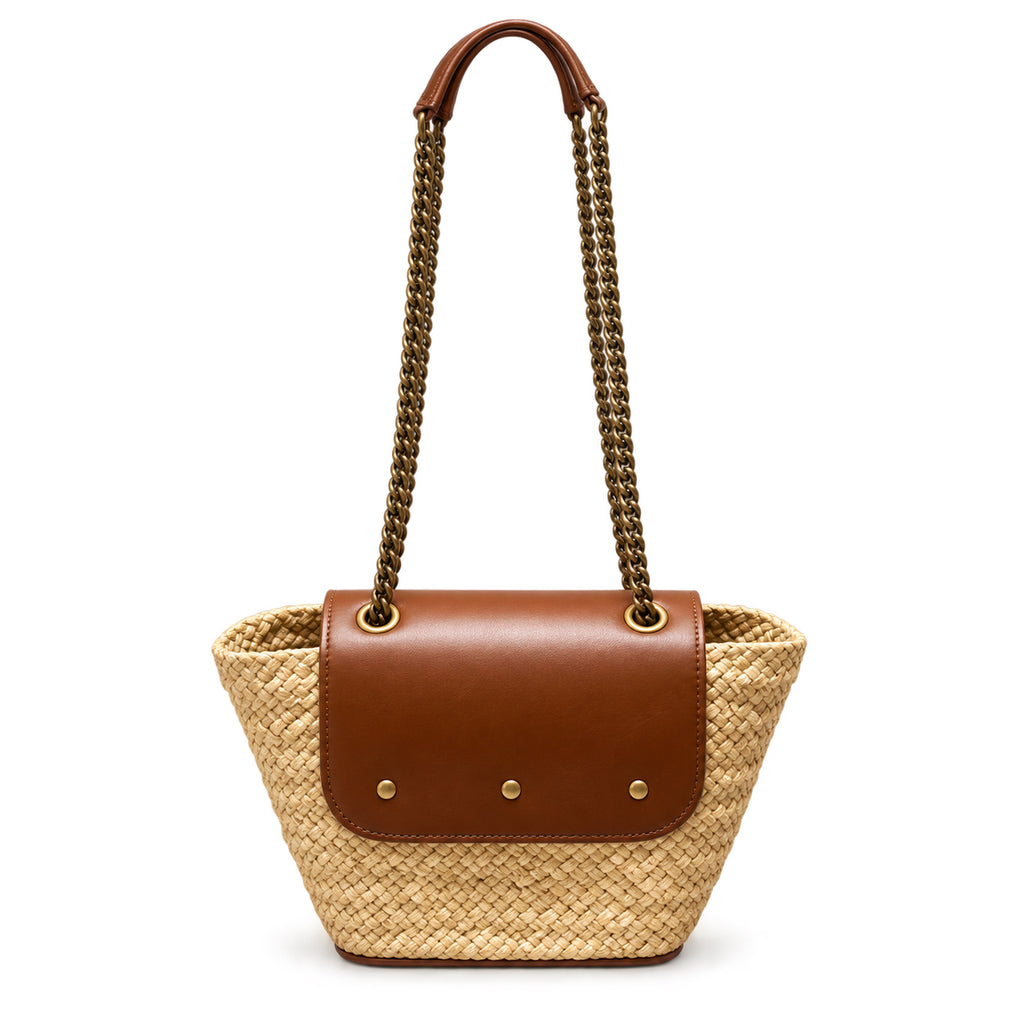 Saint Laurent Nino Raffia Basket Bag in Natural Tan