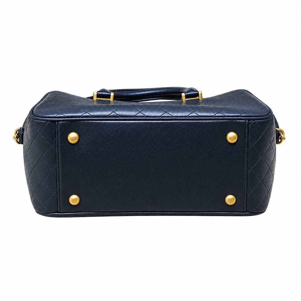 Saint Laurent YSL Quilted Boston Bag – Navy Blue