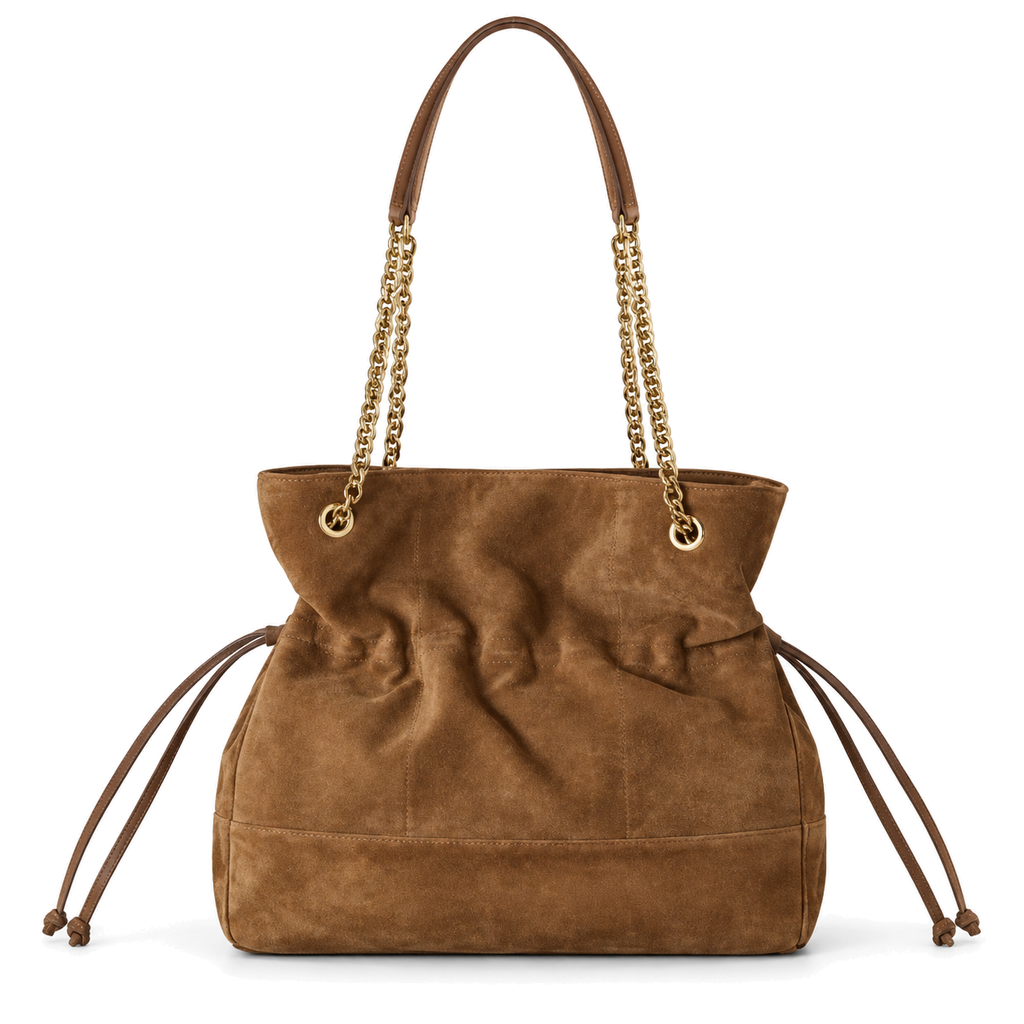 Saint Laurent YSL Juillet Tote Bag – Camel Suede Gold