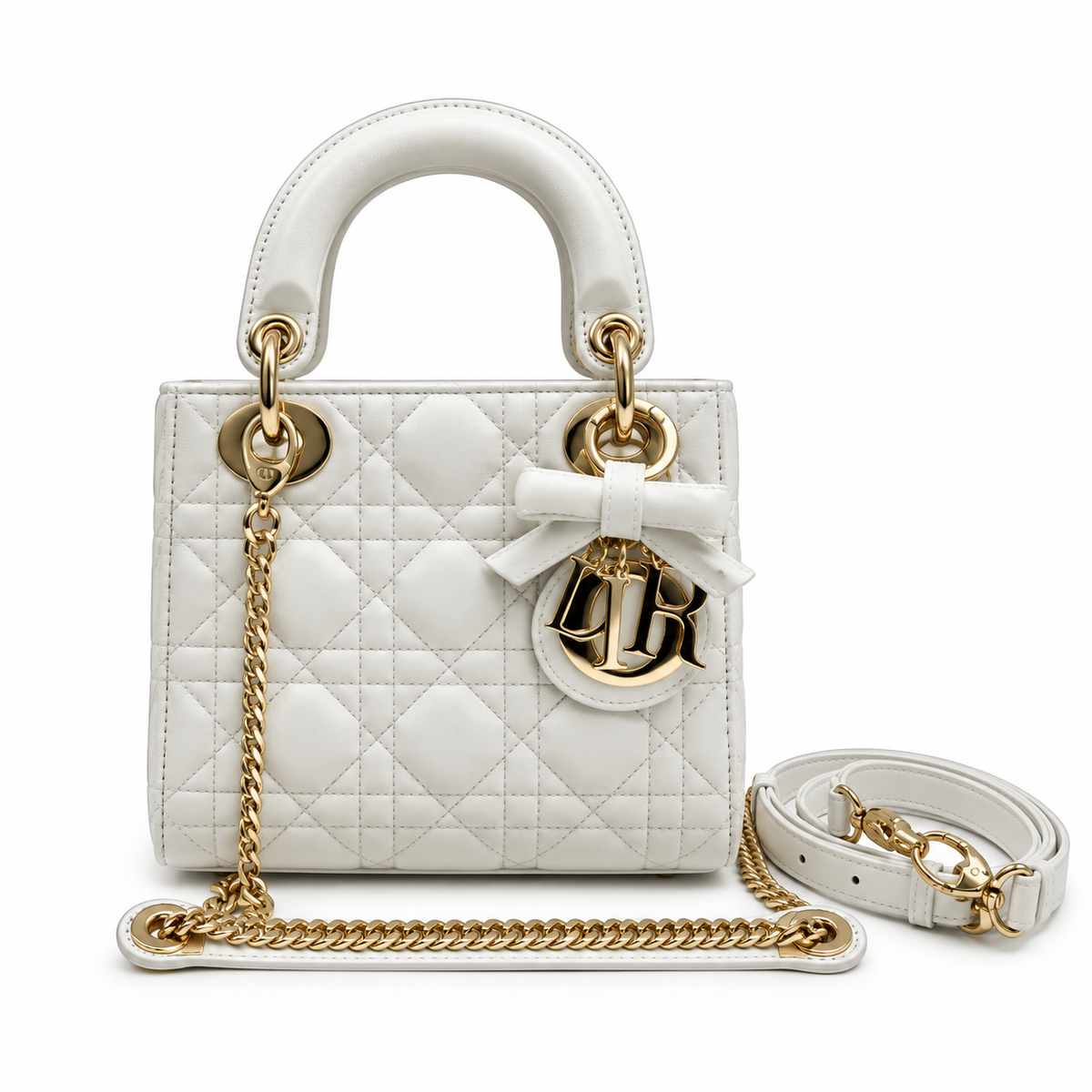 Dior Cannage Quilted Flap Bag with Adjustable Strap