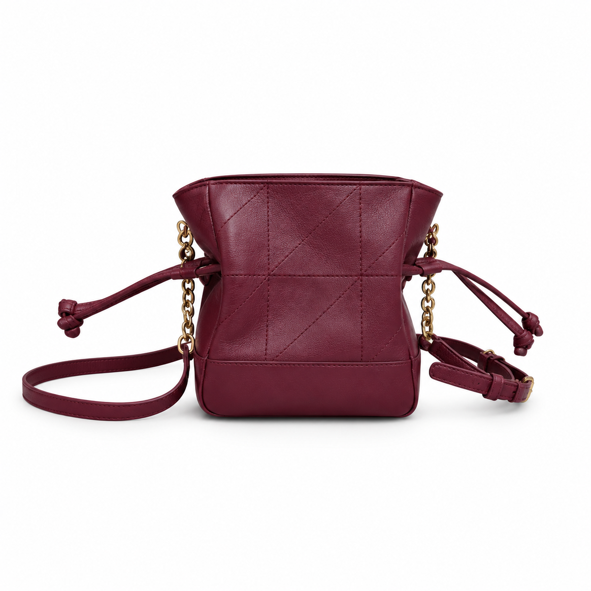 YSL Nolita Mini Quilted Leather Bucket Bag Burgundy