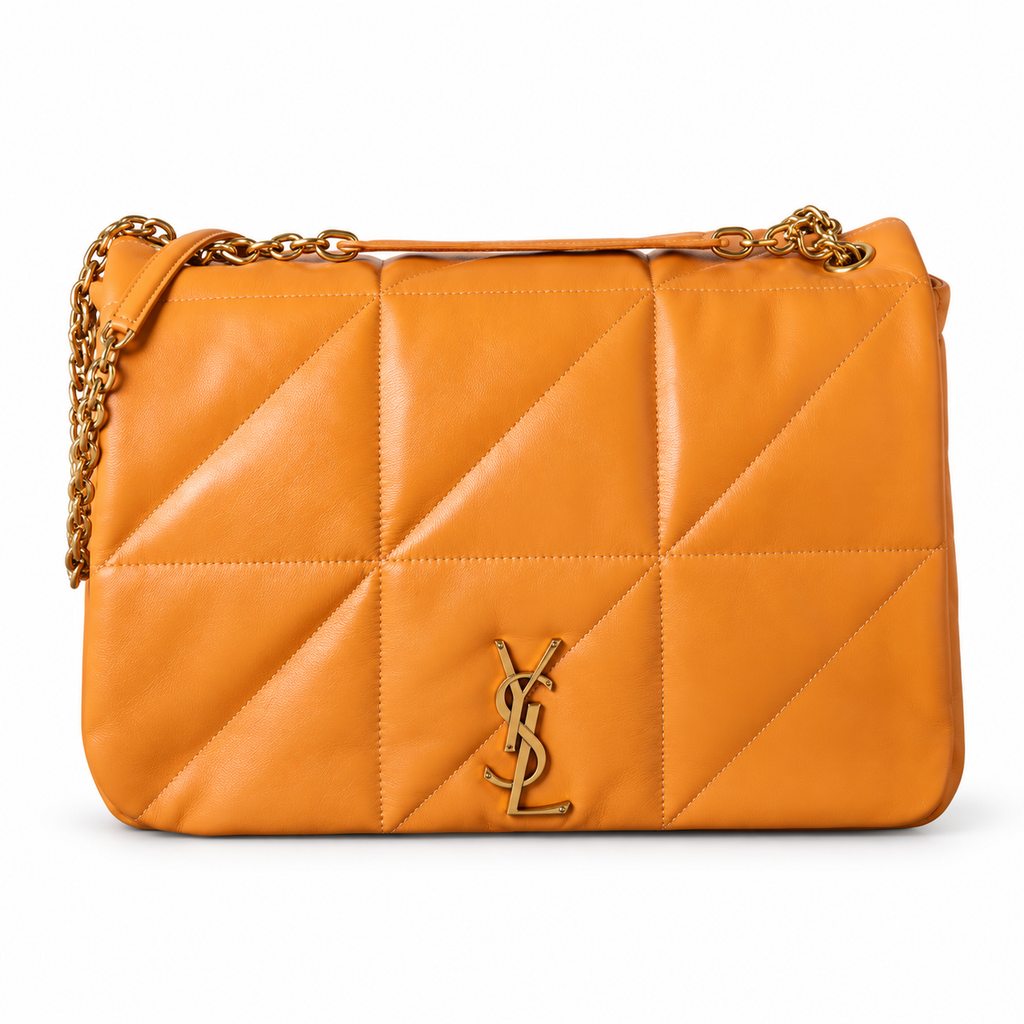 YSL Jamie Quilted Leather Flap Shoulder Bag Orange