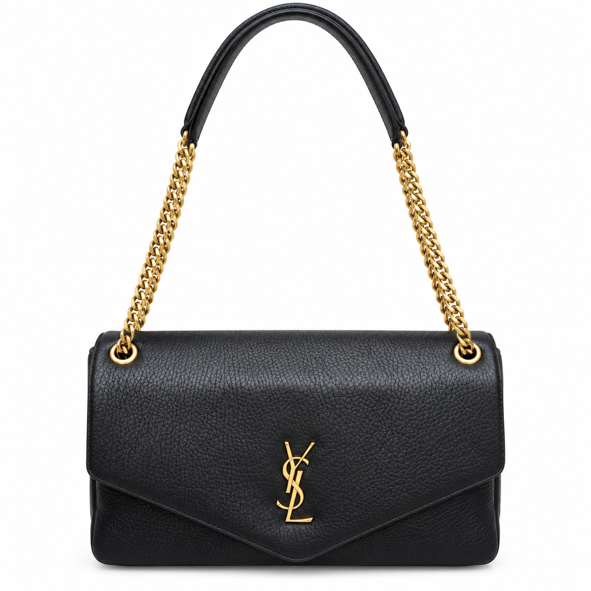 Saint Laurent YSL Calypso Bag – Black Grained Leather Gold
