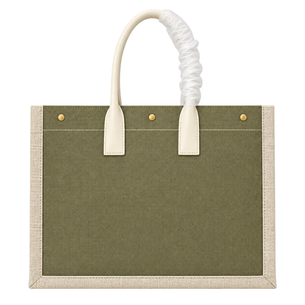 Saint Laurent Rive Gauche Tote – Khaki Cream