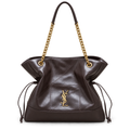 YSL Saint Laurent Jamie Tote Dark Brown Leather Gold Chain