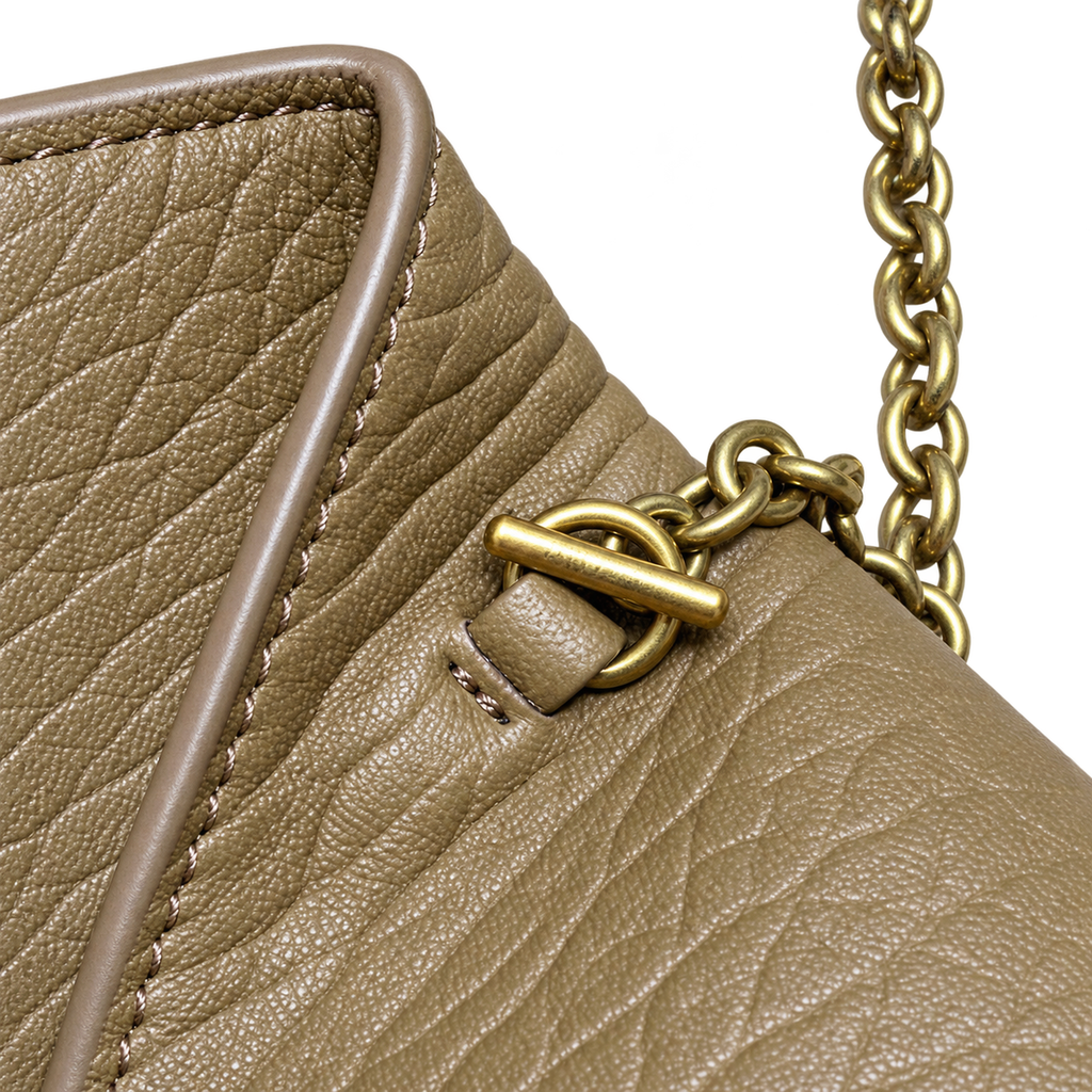 YSL Saint Laurent Gaby Envelope Bag in Olive Grained Leather
