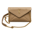 YSL Saint Laurent Envelope Chain Wallet Crossbody Taupe