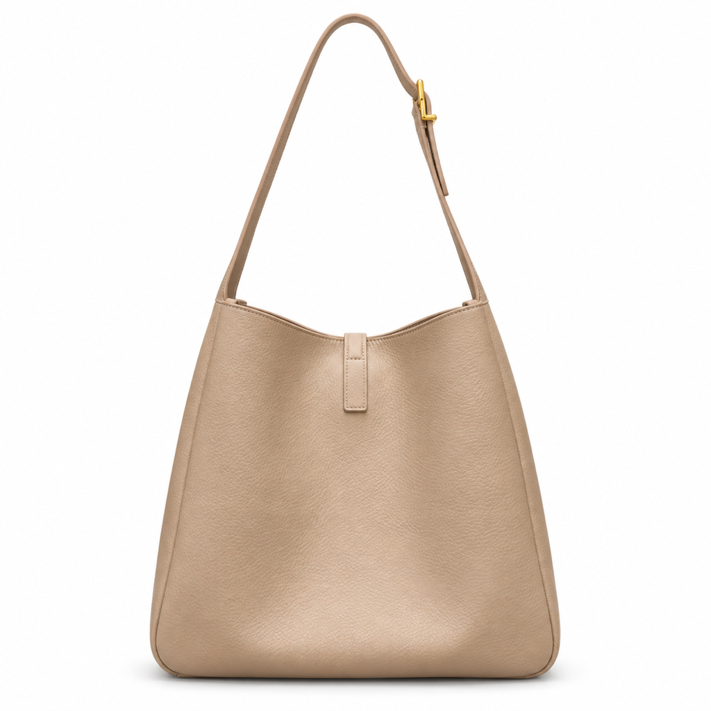 YSL Saint Laurent Le 5 à 7 Hobo Bag Nude Grained Leather Gold Hardware