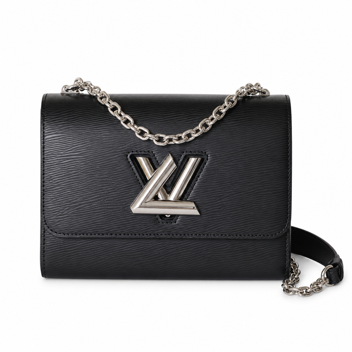Louis Vuitton Twist MM – Black Epi Leather Silver Chain