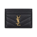 YSL Cassandre Card Holder – Black Grain Gold