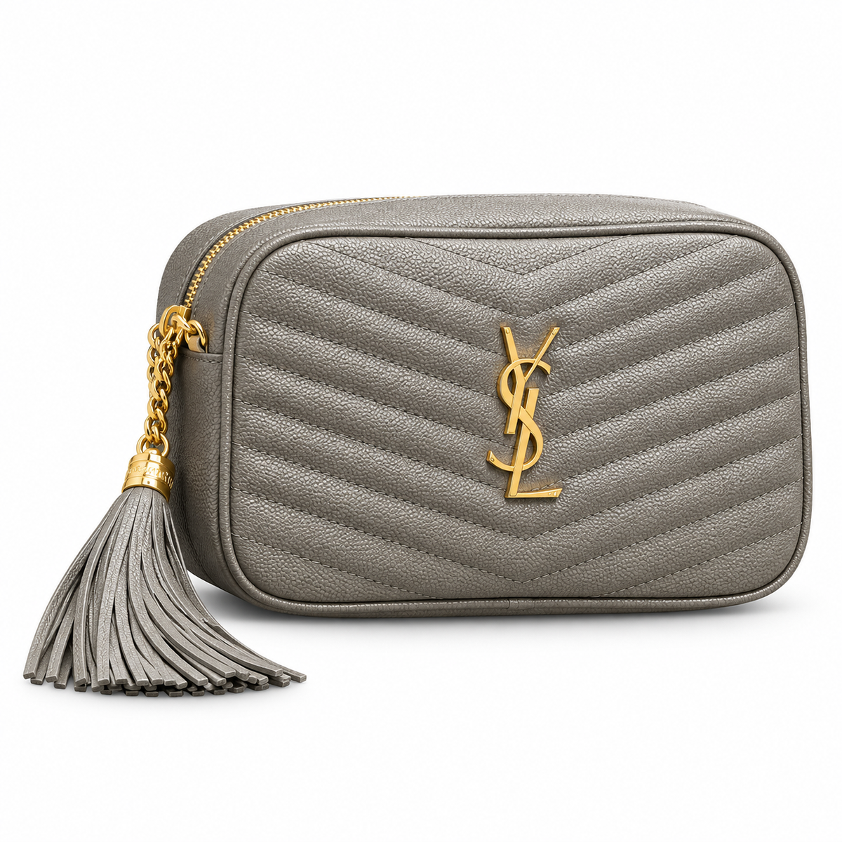 Saint Laurent YSL Lou Mini Camera Bag – Grey Gold