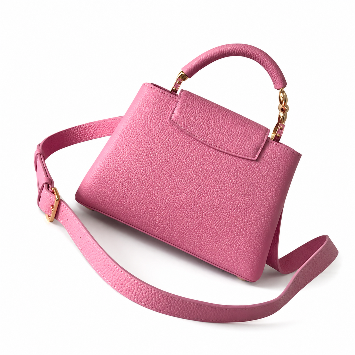Louis Vuitton Capucines Mini Pink Taurillon Leather Bag Gold Chain Handle