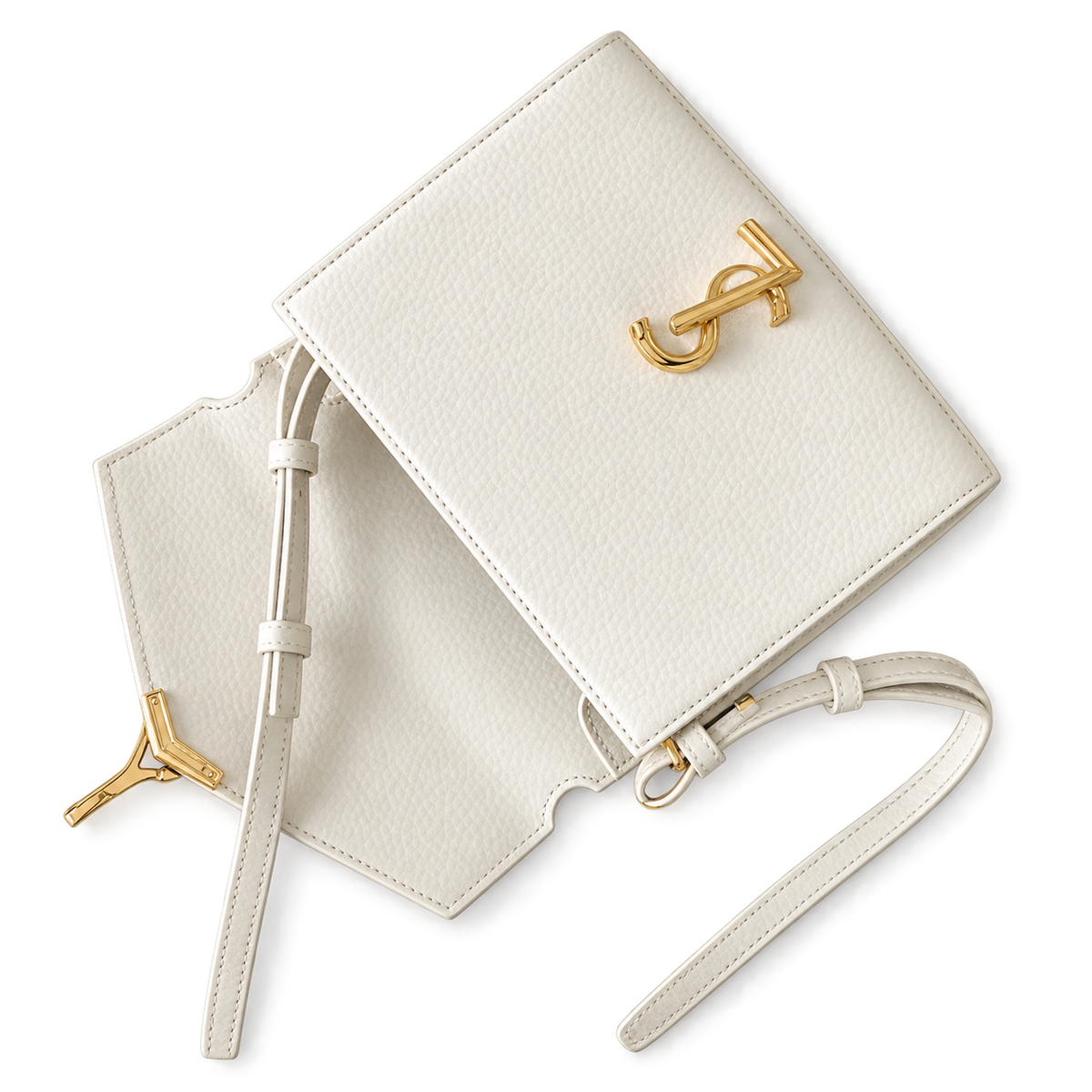 Saint Laurent Cassandra Mini – White Textured Leather