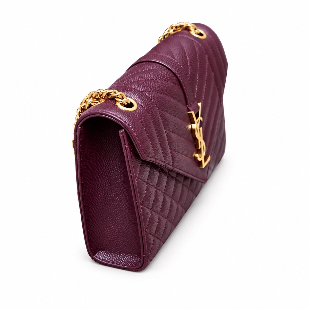 Saint Laurent YSL Envelope Medium – Plum Gold Chain